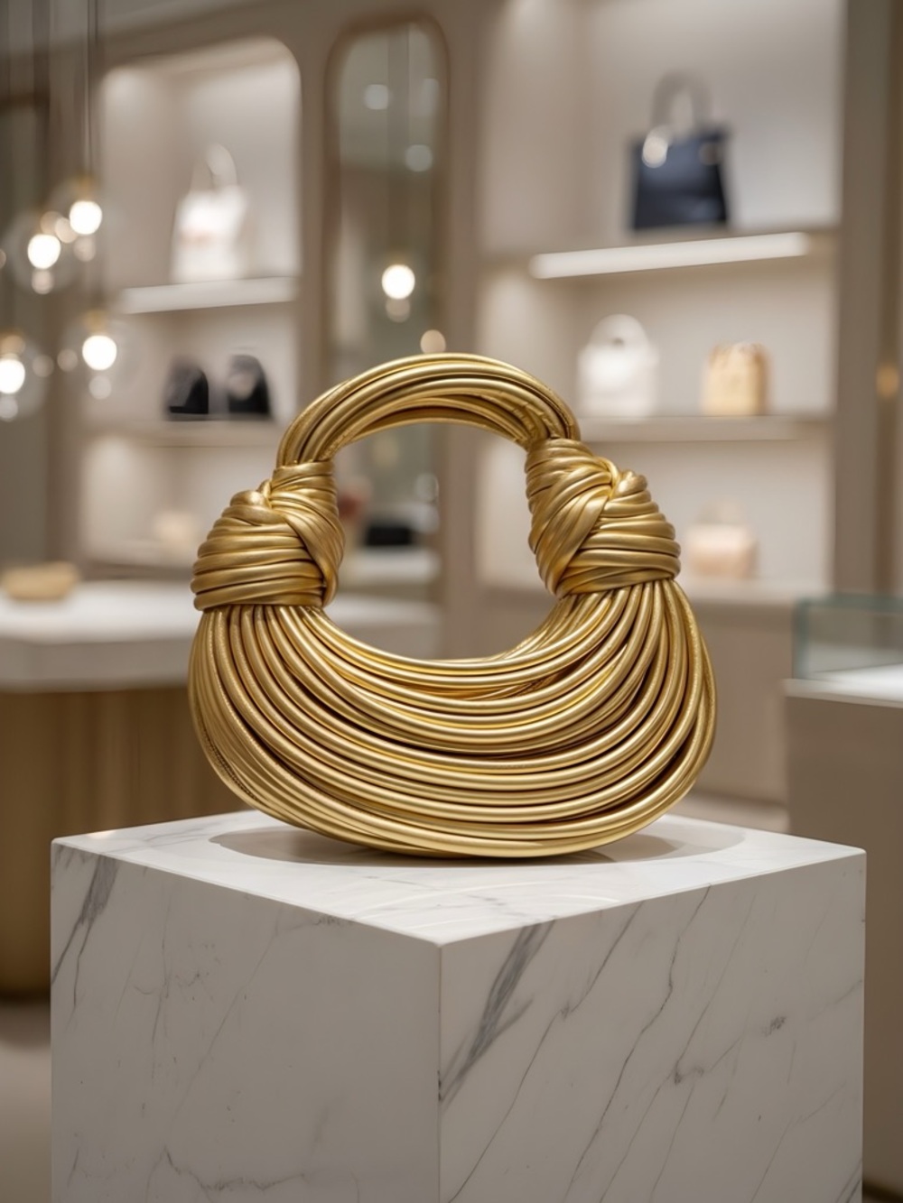 Elegant Gold Knot-Detail Mini Handbag